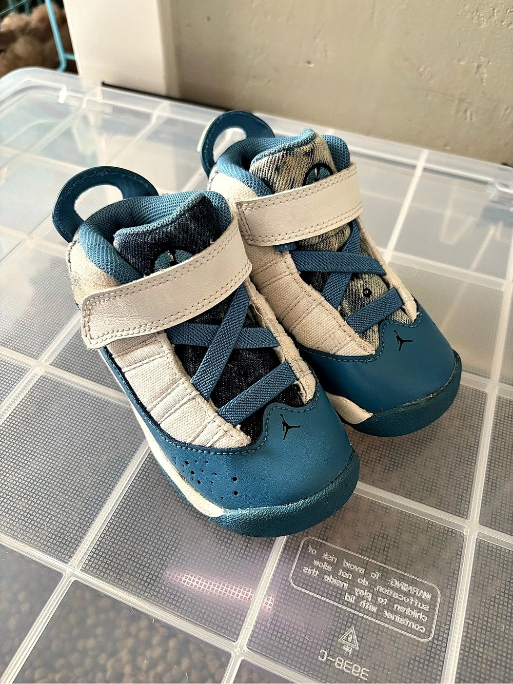 Jordan 6 Rings Kids Sneakers Blue & White Boys US 7C